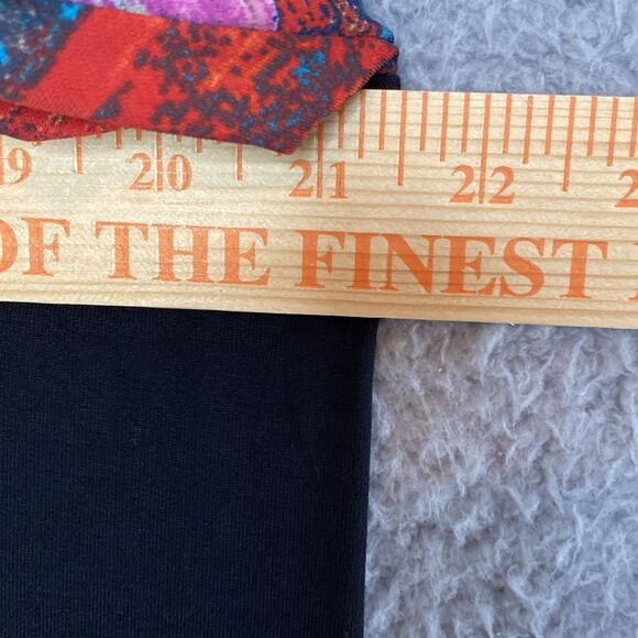 MISHCA Top Artsy Colorful Poly Knit Long Sleeve Asymmetrical Hem Sz XL Stretch - Picture 7 of 14